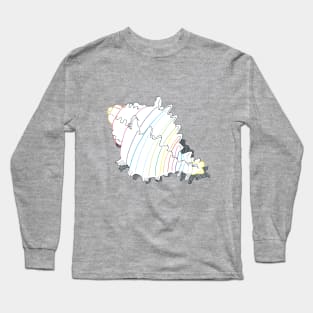 Rainbow Conch Sea Shell Fine Line Art Pen Drawing Long Sleeve T-Shirt